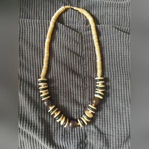 Vintage Wooden Disc Beaded Necklace